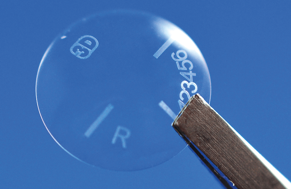 Types of laser marking for ophthalmic glasses and contact lenses